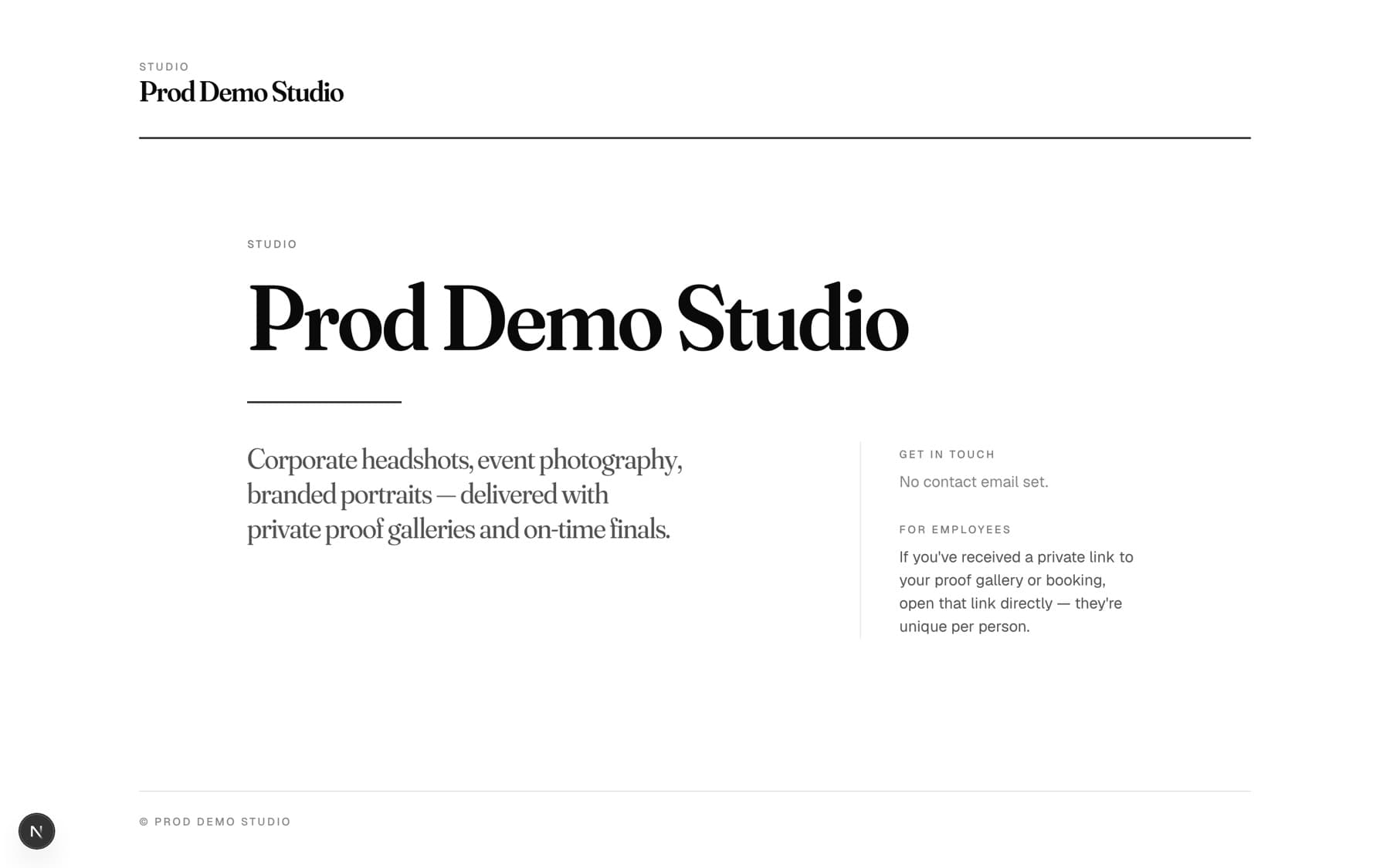 A branded studio per photographer